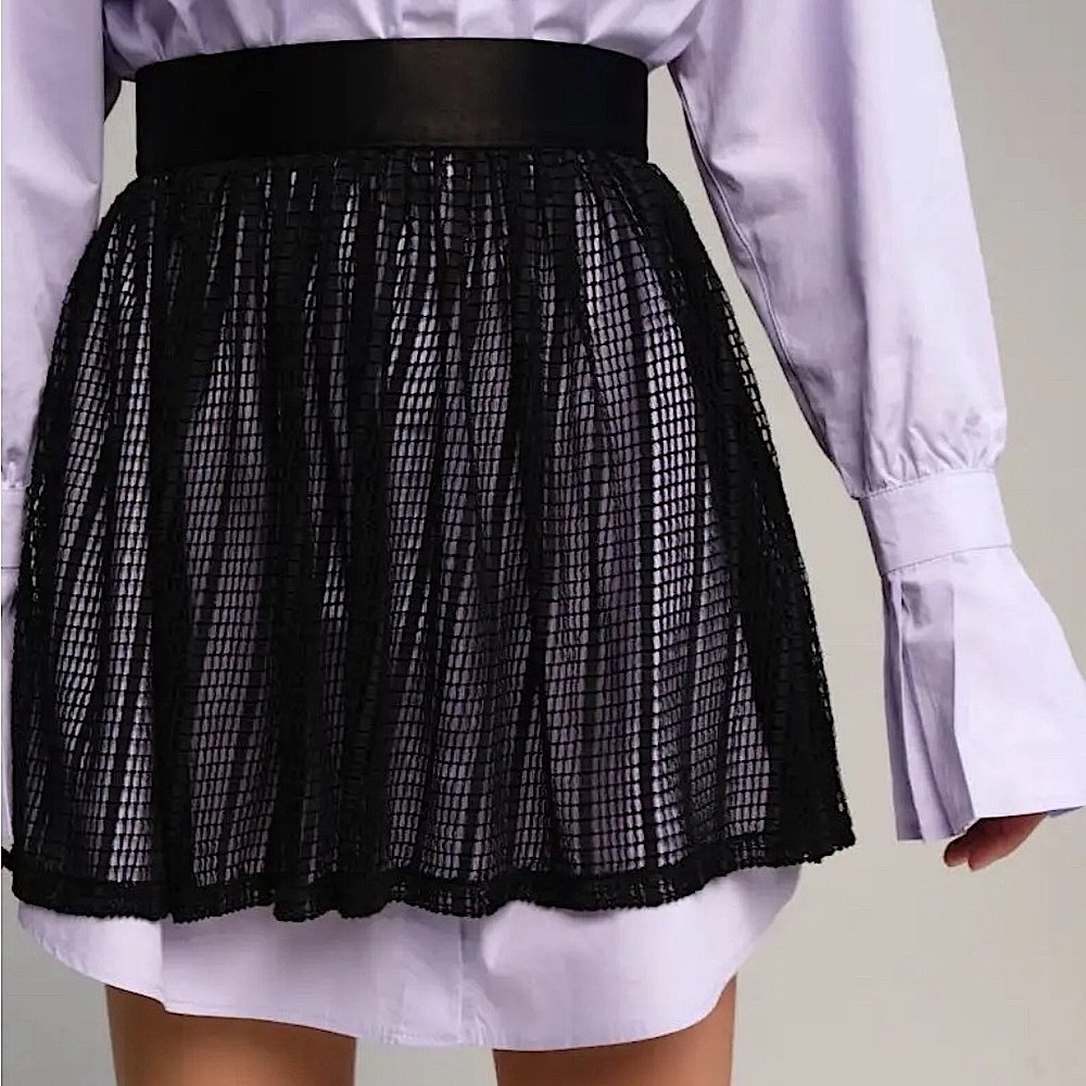 Elegant Black Mesh Skirt-Belt XS-M